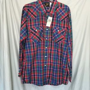 Vintage long sleeve Saddle King Western pearl button large. 16 1/2 regular